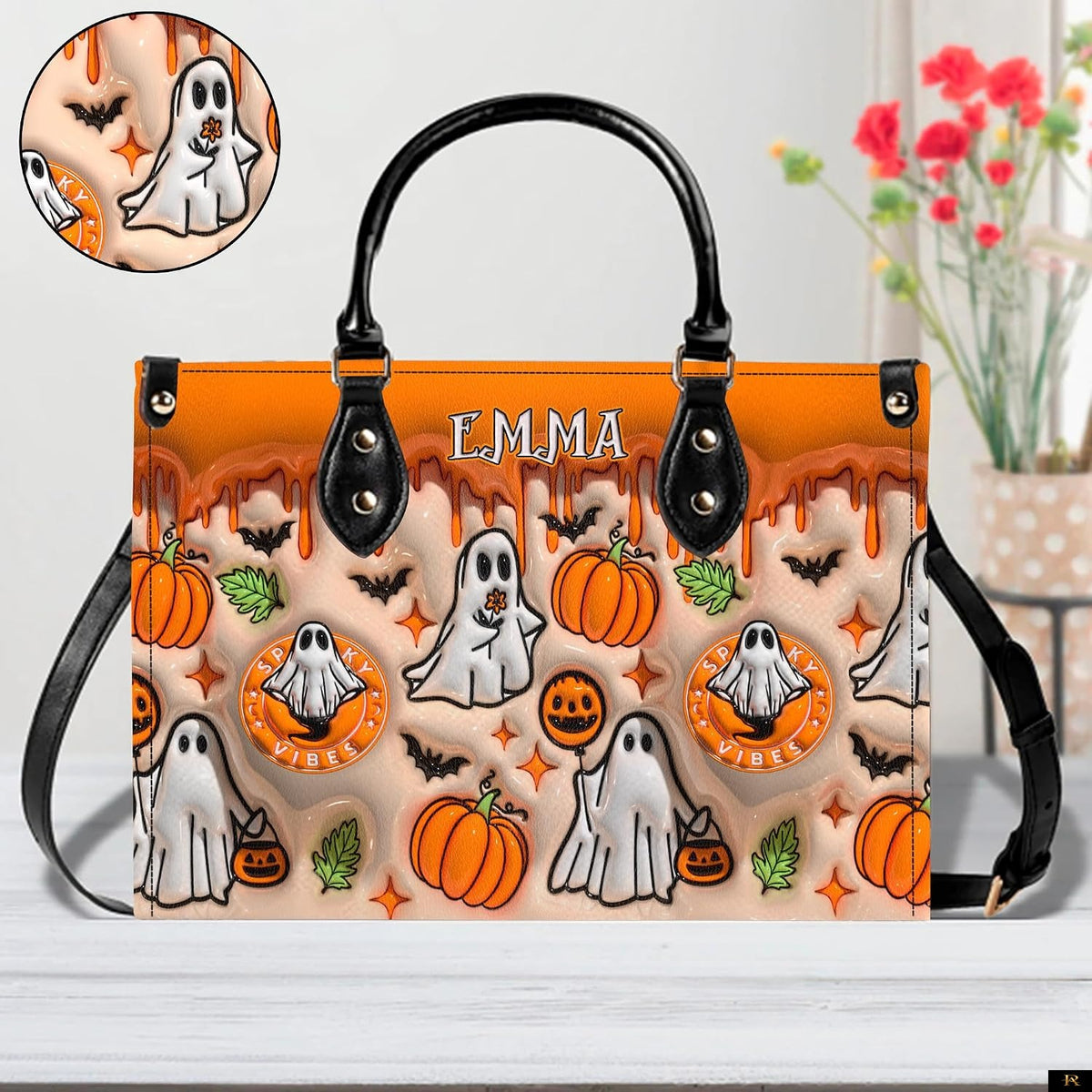 PREAUREUM "{split_values}" Personalized {collection_title} Leather Handbag