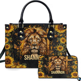 Lion of Judah Sunflower Cross Handbag and Matching Wallet Set
