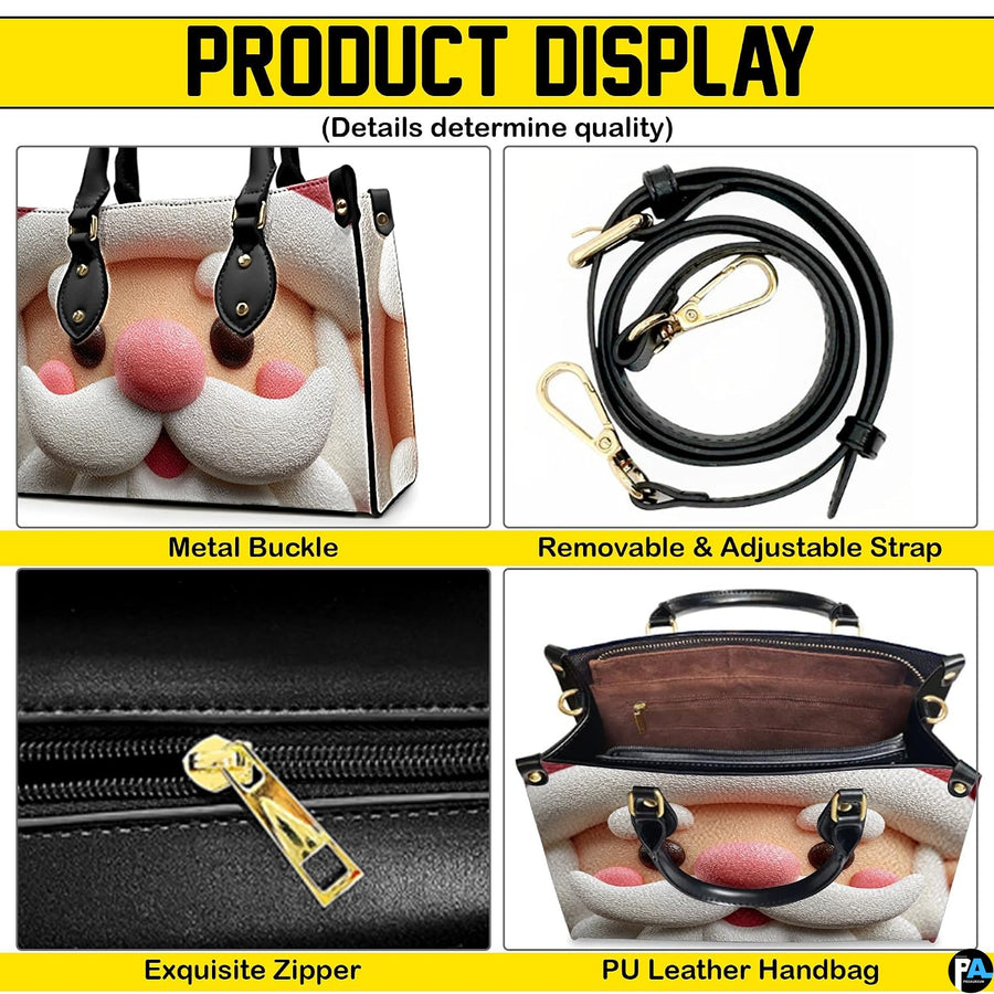 Feature diagram highlighting top handles, shoulder strap, zipper closure, and interior compartment