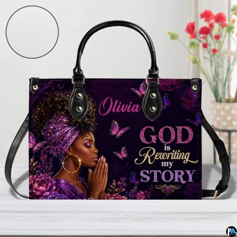Personalized African American Leather Bag, African Purse, Gifts for Black Girl Women, Black History Handbags