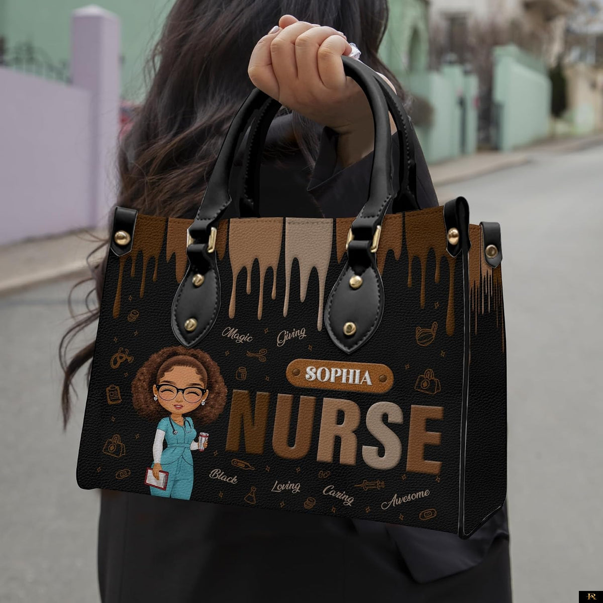 PREAUREUM "{split_values}" Personalized {collection_title} Leather Handbag