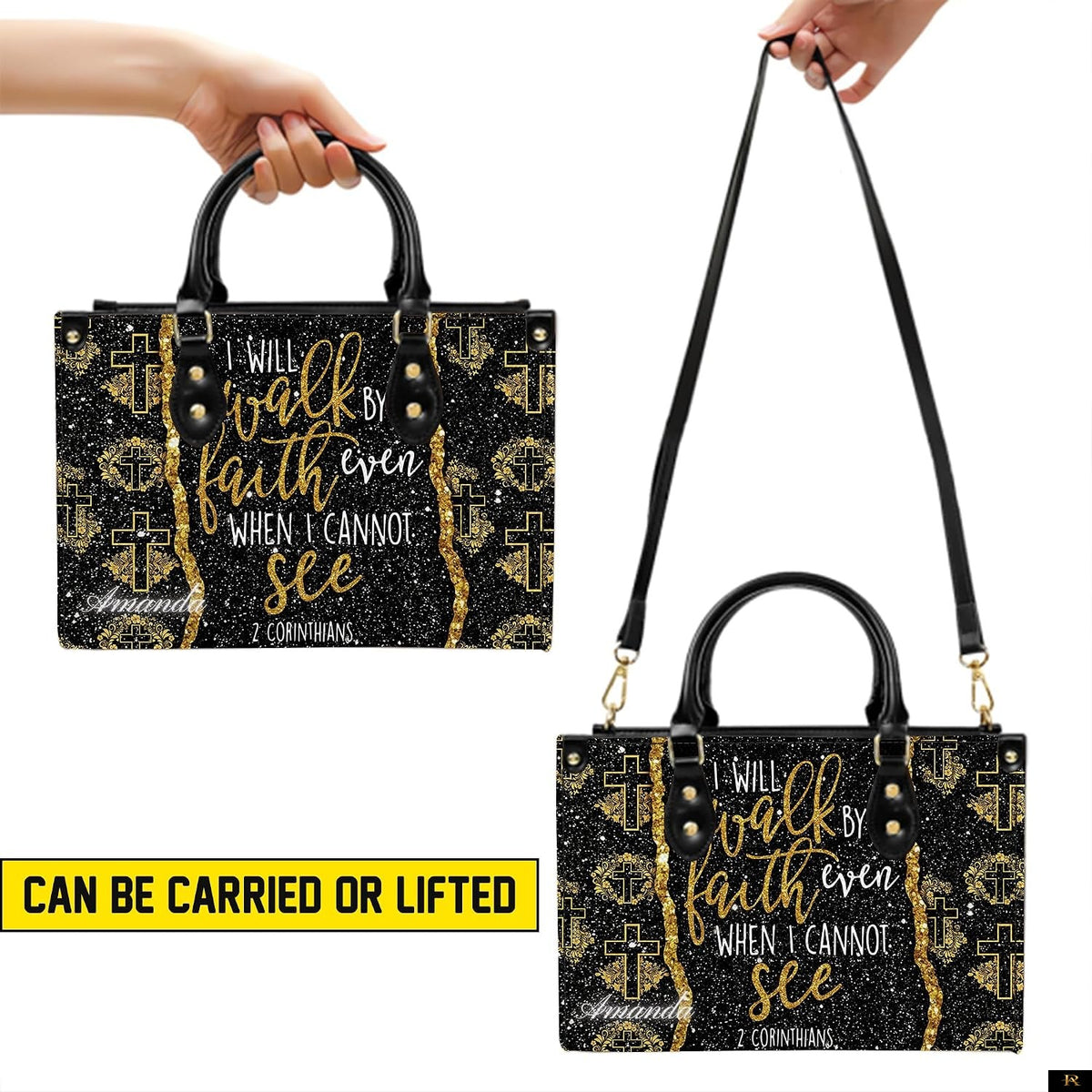 PREAUREUM "{split_values}" Personalized {collection_title} Leather Handbag