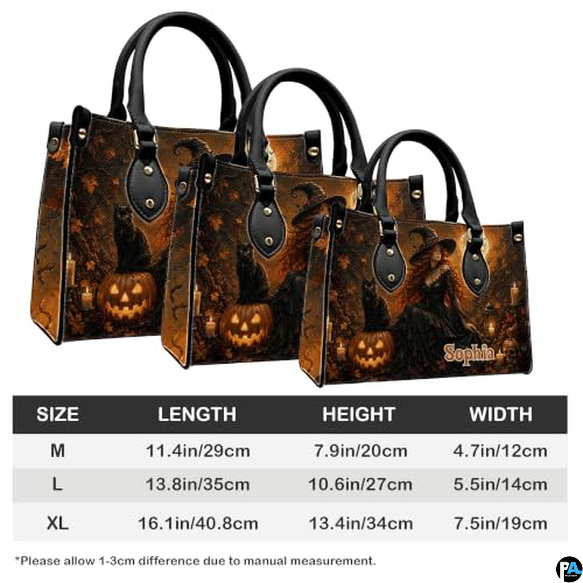 Personalized Witch Handbag with Purse, Custom Name Gothic Leather Bag Set for Women, Halloween Shoulder Bag, Witch Gift