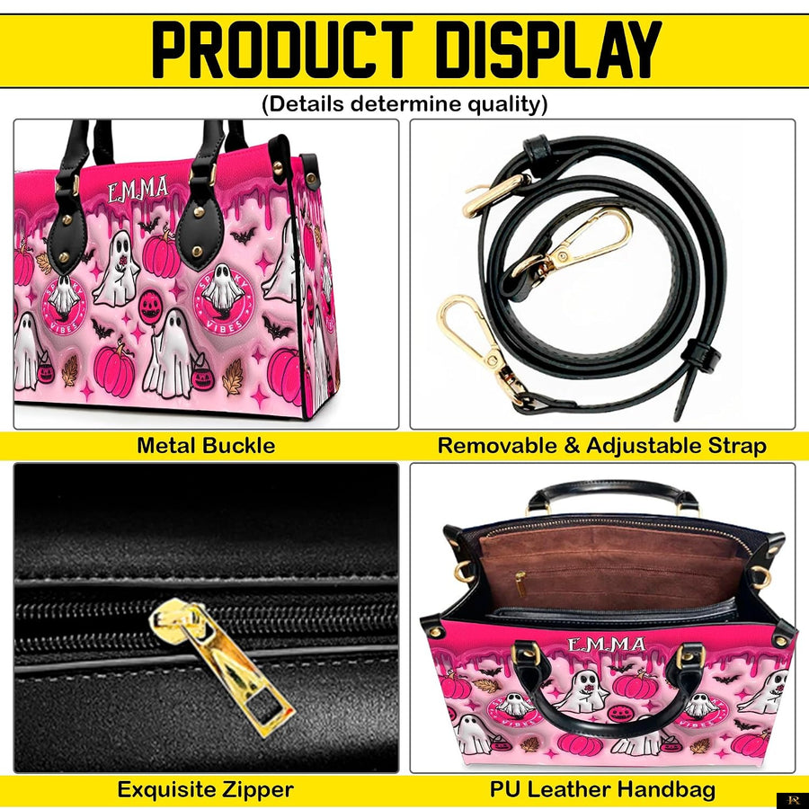 PREAUREUM "{split_values}" Personalized {collection_title} Leather Handbag