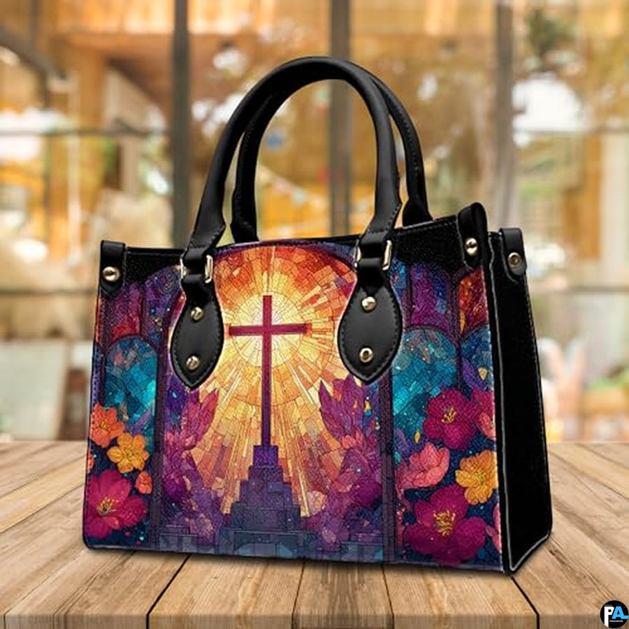 Custom Catholic Virgin Mary Leather Bag, Personalized Name Handbags and Purses for Christian Women Religious Bag Gifts