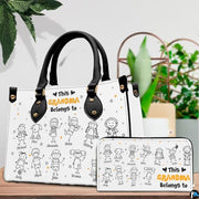 Mothers Day Gift Leather Bag- Personalized Grandmas Purse With Grandkids Names, Grandma Handbag Birthday Gifts For Mom Women