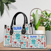Personalized Nurse Leather Bag – Custom Medical Handbag & Purse Set with Name Gifts for Nursing Student Christmas Gift