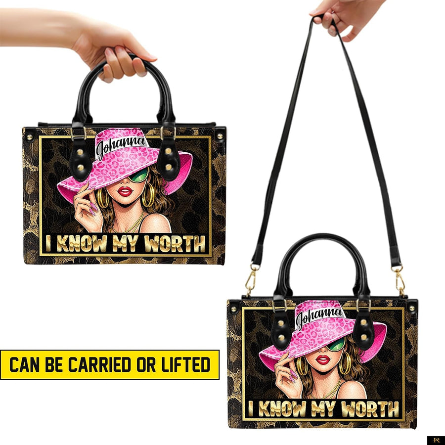 PREAUREUM "{split_values}" Personalized {collection_title} Leather Handbag