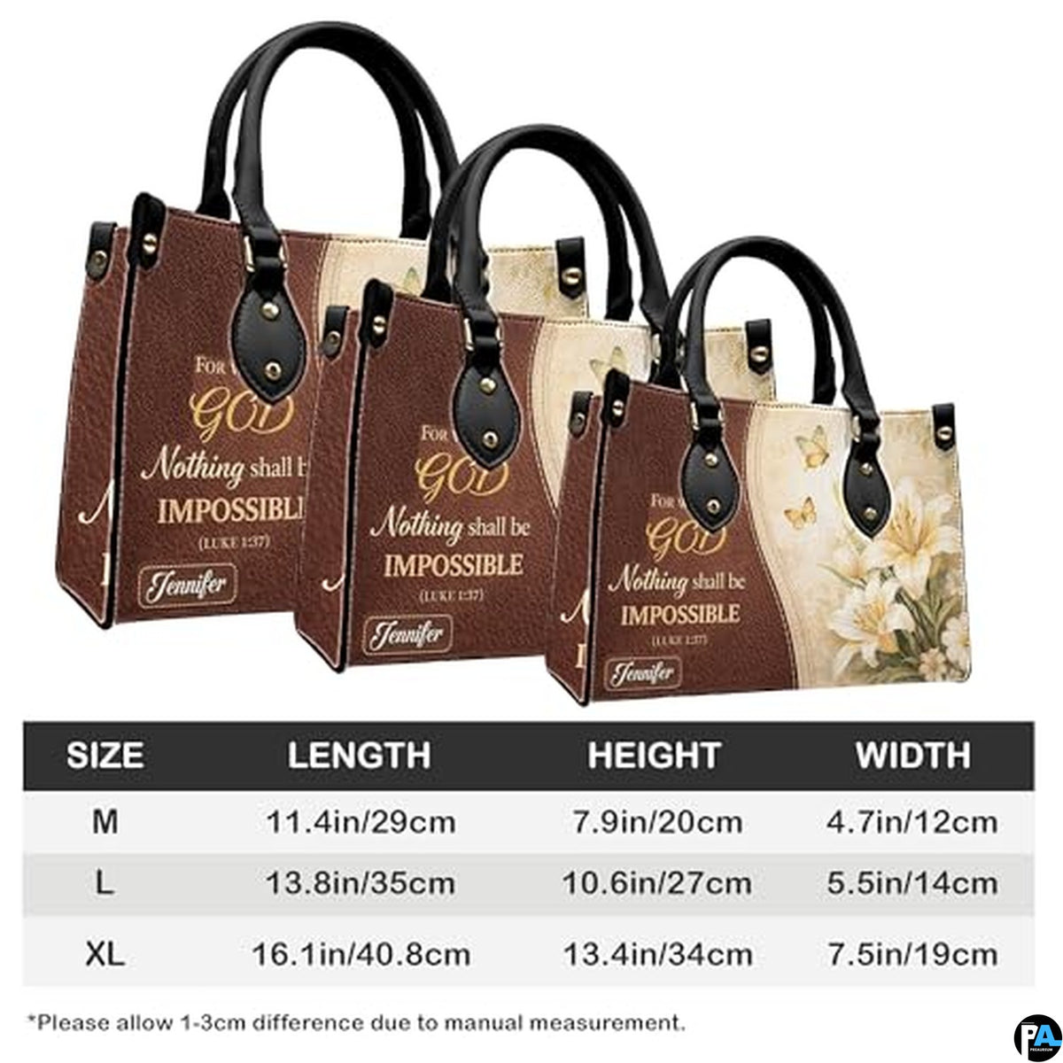 Personalized Christian Leather Handbag – Custom Purse Faith Gift for Mom, Grandma, Women Birthday or Christmas