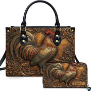 Personalized Animal Leather Handbag – Custom Name Flowers with 2D Print with 3D Effect – Gift for Gramma, Mom, Daughter