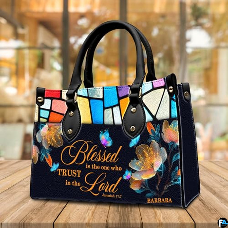 Personalized Christian Leather Handbag, Jesus Christian Tote Bag, Bible Purse, Religious Bags Gift for Mom, Women