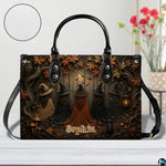 Personalized Witch Handbag with Purse, Custom Name Gothic Leather Bag Set for Women, Halloween Shoulder Bag, Witch Gift
