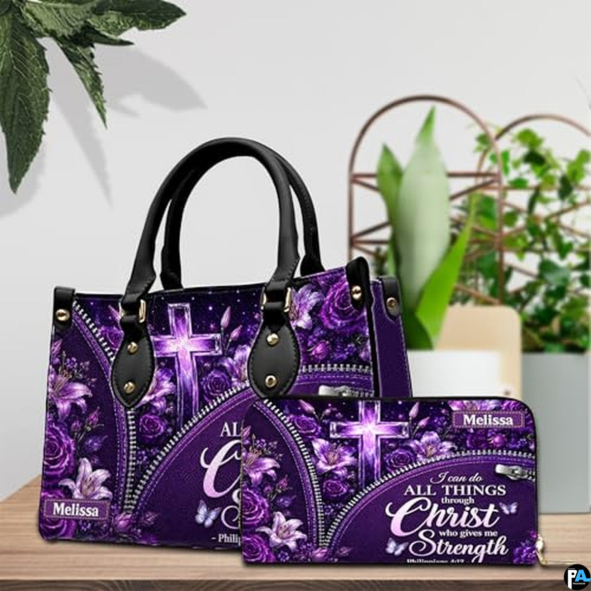 Personalized Christian Leather Handbag, Jesus Christian Tote Bag, Bible Purse, Religious Bags Gift for Mom, Women