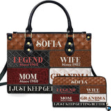 Cognac Quilted Patchwork Handbag and Matching Wallet Set
