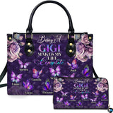 Purple Diamond Butterfly Handbag and Matching Wallet Set
