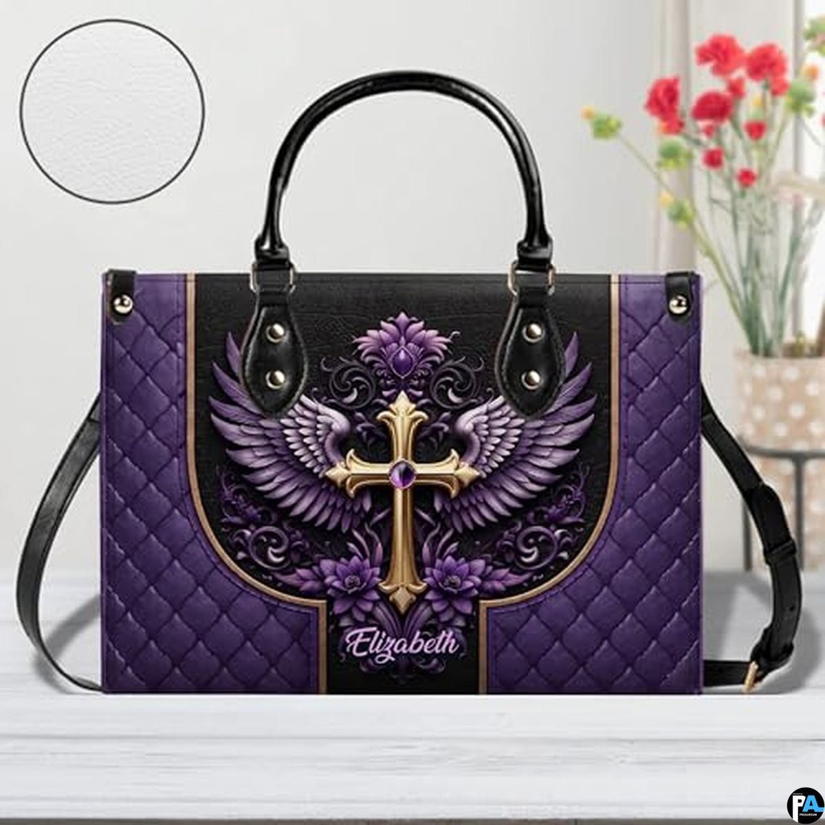 Personalized Christian Leather Handbag, Jesus Christian Tote Bag, Bible Purse, Religious Bags Gift for Mom, Women