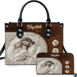Custom Catholic Virgin Mary Leather Bag, Personalized Name Handbags and Purses for Christian Women Religious Bag Gifts