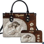 Custom Catholic Virgin Mary Leather Bag, Personalized Name Handbags and Purses for Christian Women Religious Bag Gifts
