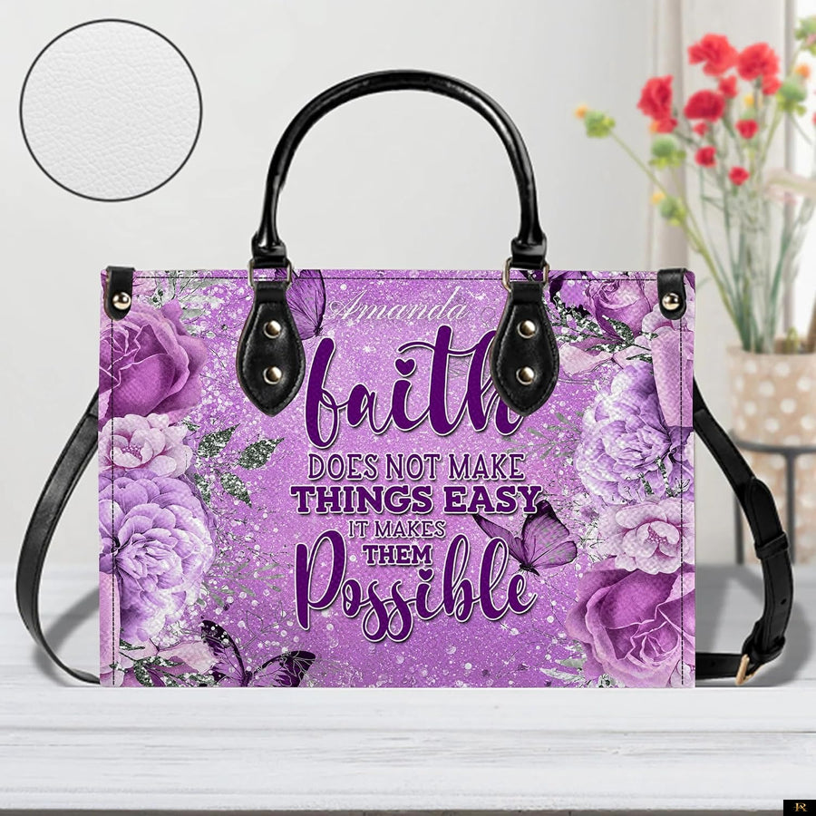 PREAUREUM "{split_values}" Personalized {collection_title} Leather Handbag