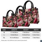 Scale illustration showing proportional views of pink holiday holly berry pattern