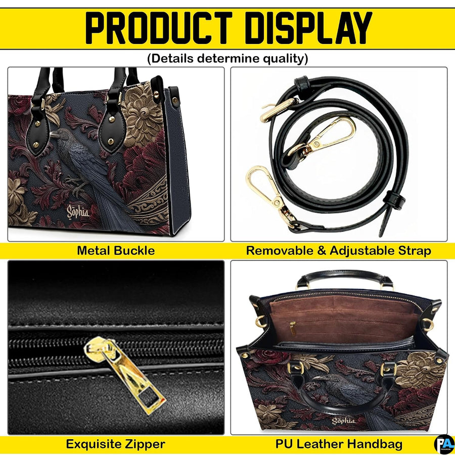 Four-panel showcase illustrating design details, hardware, and interior layout.