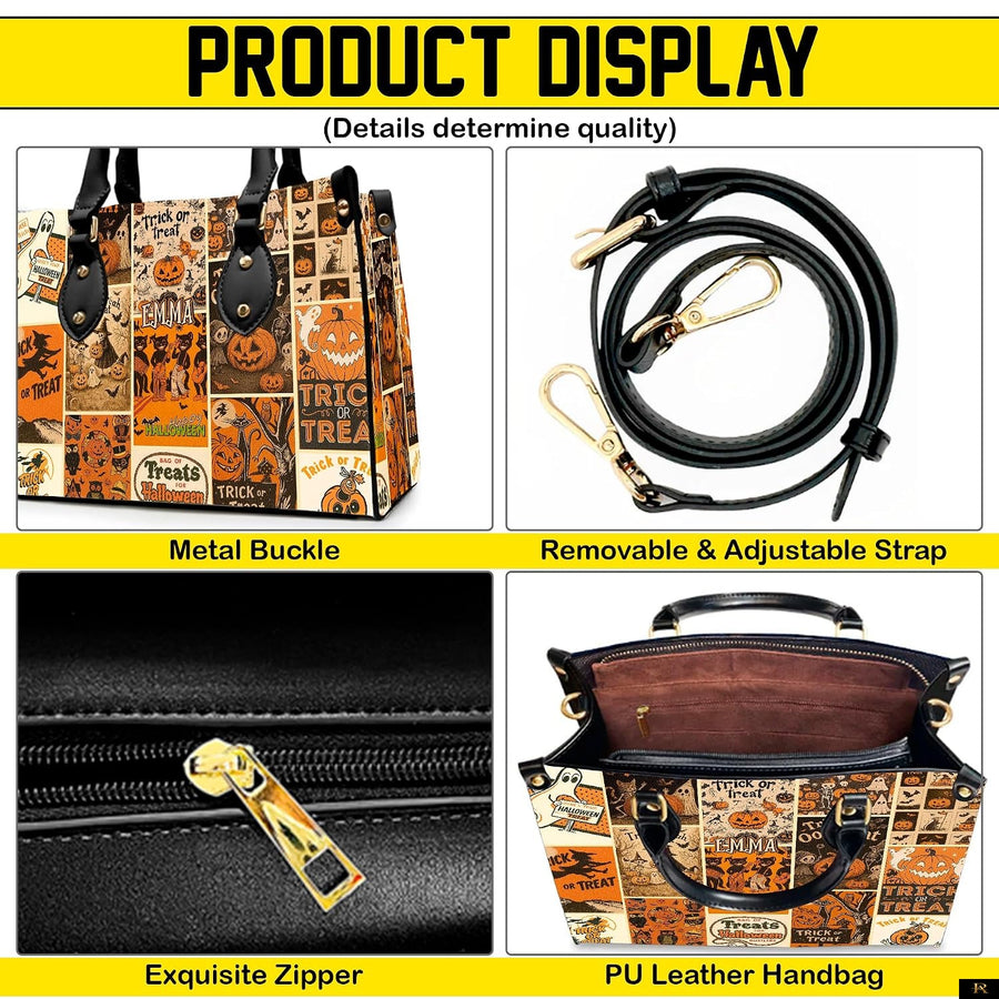 PREAUREUM "{split_values}" Personalized {collection_title} Leather Handbag