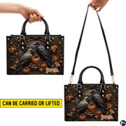 Personalized Halloween Gothic Leather Handbag Custom Raven Black Cat Purse Dark Fantasy Shoulder Bag Gift for Women