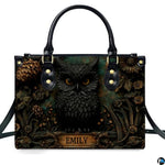 Personalized Black Owl Forest Scene Shoulder Bag, Gift for Her
