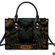 Personalized Black Owl Forest Scene Shoulder Bag, Gift for Her
