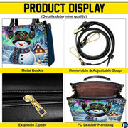 Coordinating holiday wallet featuring matching whimsical snowman and Aurora Borealis night scenery.