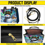 Coordinating holiday wallet featuring matching whimsical snowman and Aurora Borealis night scenery.