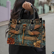 Personalized Animal Leather Handbag – Custom Name Flowers with 2D Print with 3D Effect – Gift for Gramma, Mom, Daughter