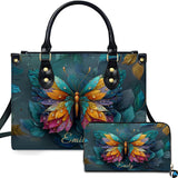 Vibrant Dewy Butterfly Handbag and Wallet Set