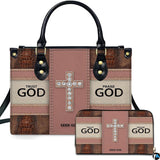 Inspirational Faith Crystal Cross Handbag and Matching Wallet Set
