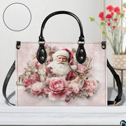 Front perspective highlighting detailed Victorian Santa Claus portrait surrounded by blooming blush pink roses.