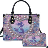 Ocean Mermaid Heart Handbag and Matching Wallet Set