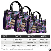 Measurement specification chart displaying medium, large, and extra-large handbag dimensions.