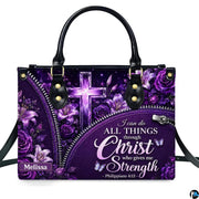 Personalized Christian Leather Handbag, Jesus Christian Tote Bag, Bible Purse, Religious Bags Gift for Mom, Women