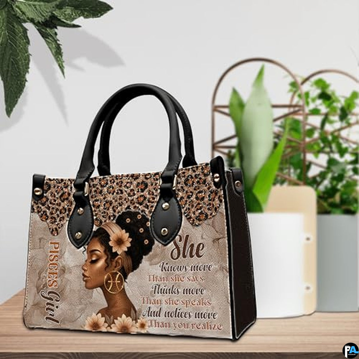 Personalized Leather Handbag for Black Women, Custom African Purse Bag Set, Birthday Meaningful Gifts for Mom, Friend