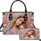 Sleeping Madonna and Child Handbag and Matching Wallet Set
