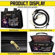 Four-panel product breakdown showing side angle, strap hardware, zipper pull, and interior compartment.
