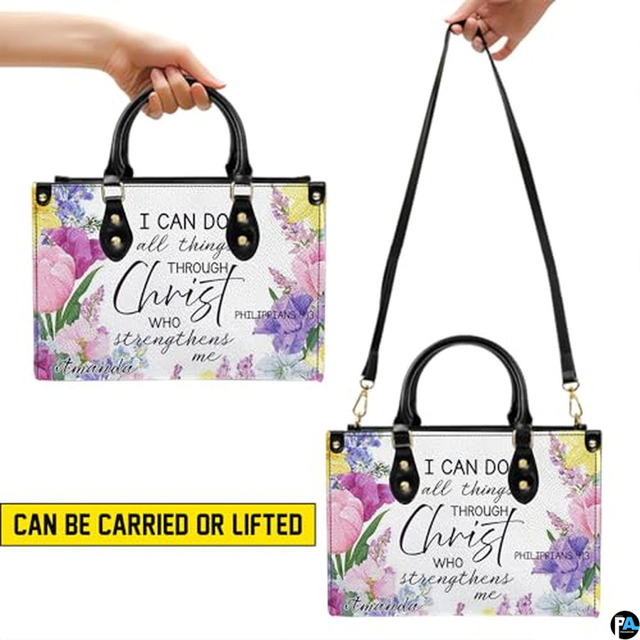 Personalized Flower Christian inspiration with floral elements Handbag