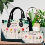 Mothers Day Gift Leather Bag- Personalized Grandmas Purse With Grandkids Names, Grandma Handbag Birthday Gifts For Mom Women
