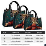 Product dimension and sizing guide diagram for the devotional handbag