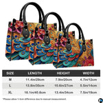 Three sizes of colorful peacock floral handbag