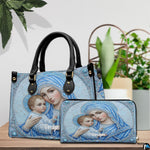 Back view of jeweled sky-blue beadwork mosaic handbag