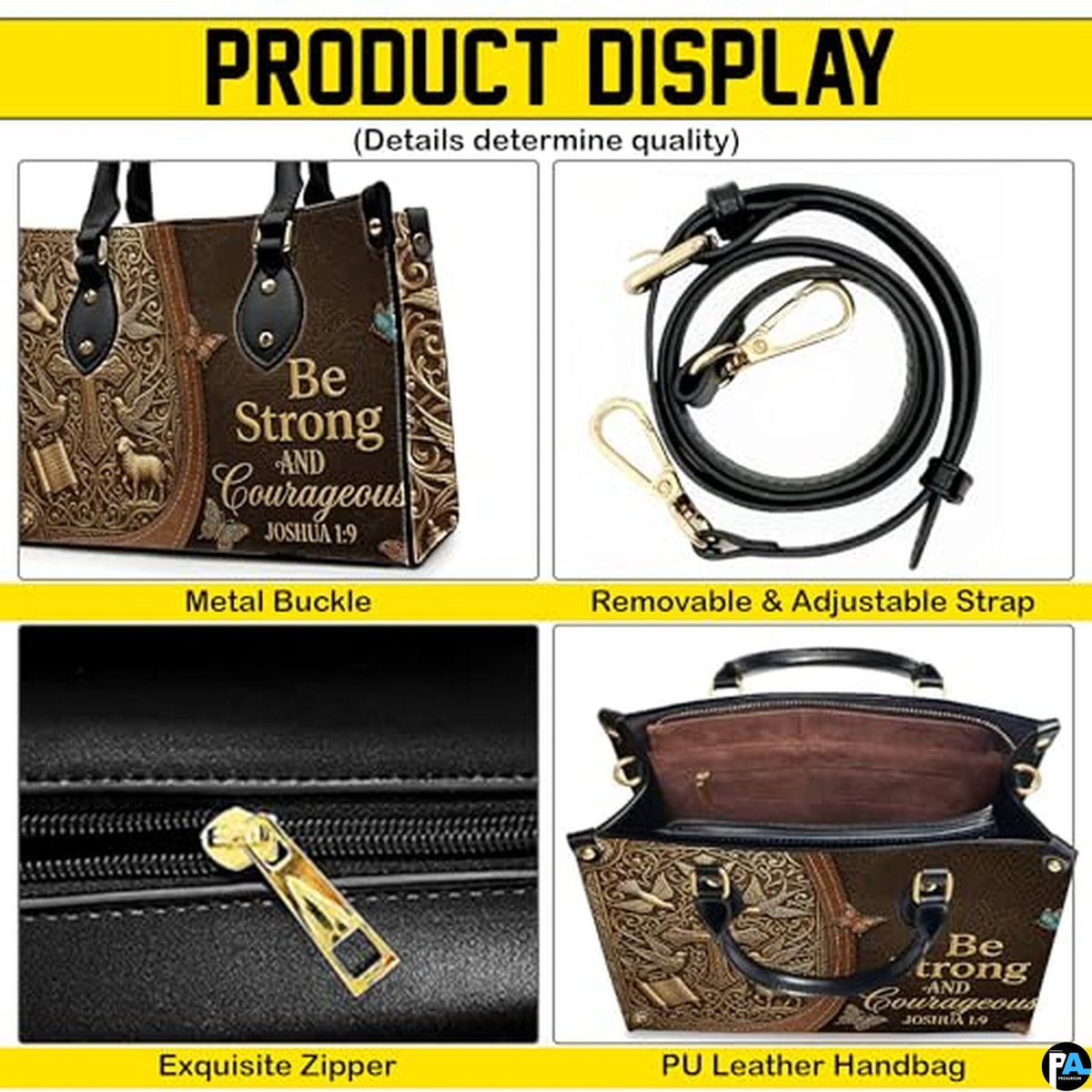 Personalized Christian Leather Handbag – Custom Purse Faith Gift for Mom, Grandma, Women Birthday or Christmas