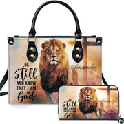 Personalized Lion Cross with Scripture Handbag for Faith Gift