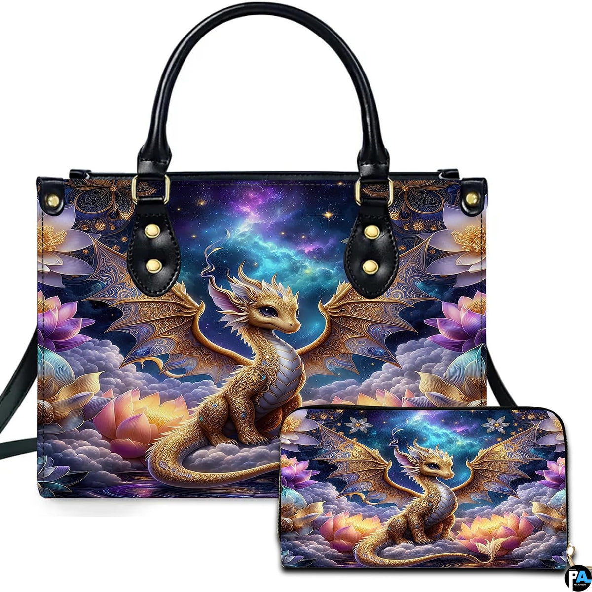 Personalized Dragon Leather Handbag, Fantasy Gothic Purse for Women, Mythical Shoulder Bag Gift for Dragon Lovers