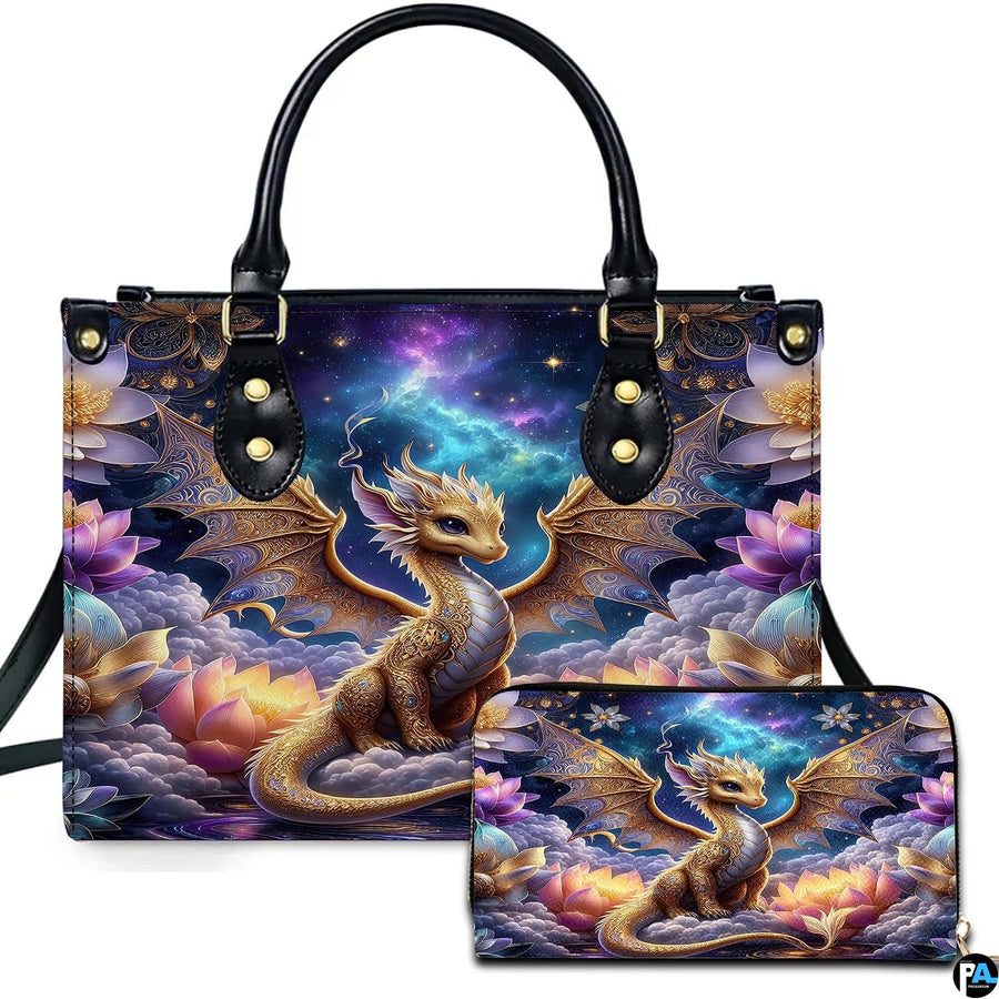 Personalized Dragon Leather Handbag, Fantasy Gothic Purse for Women, Mythical Shoulder Bag Gift for Dragon Lovers